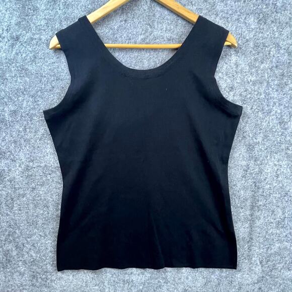 Exclusively Misook Tank Top Womens Medium Black Stretch Basic Layer Neutral - Picture 2 of 5